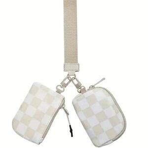 Tan checkered wristlet